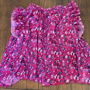 Anthropologie XL Freida pink ruffle floral blouse